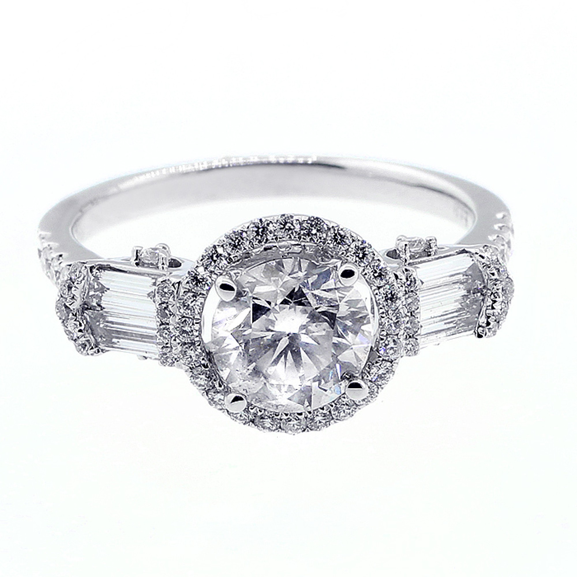 THREE Stone Diamond Engagement Ring set in 18K White Gold,Cheap Diamond