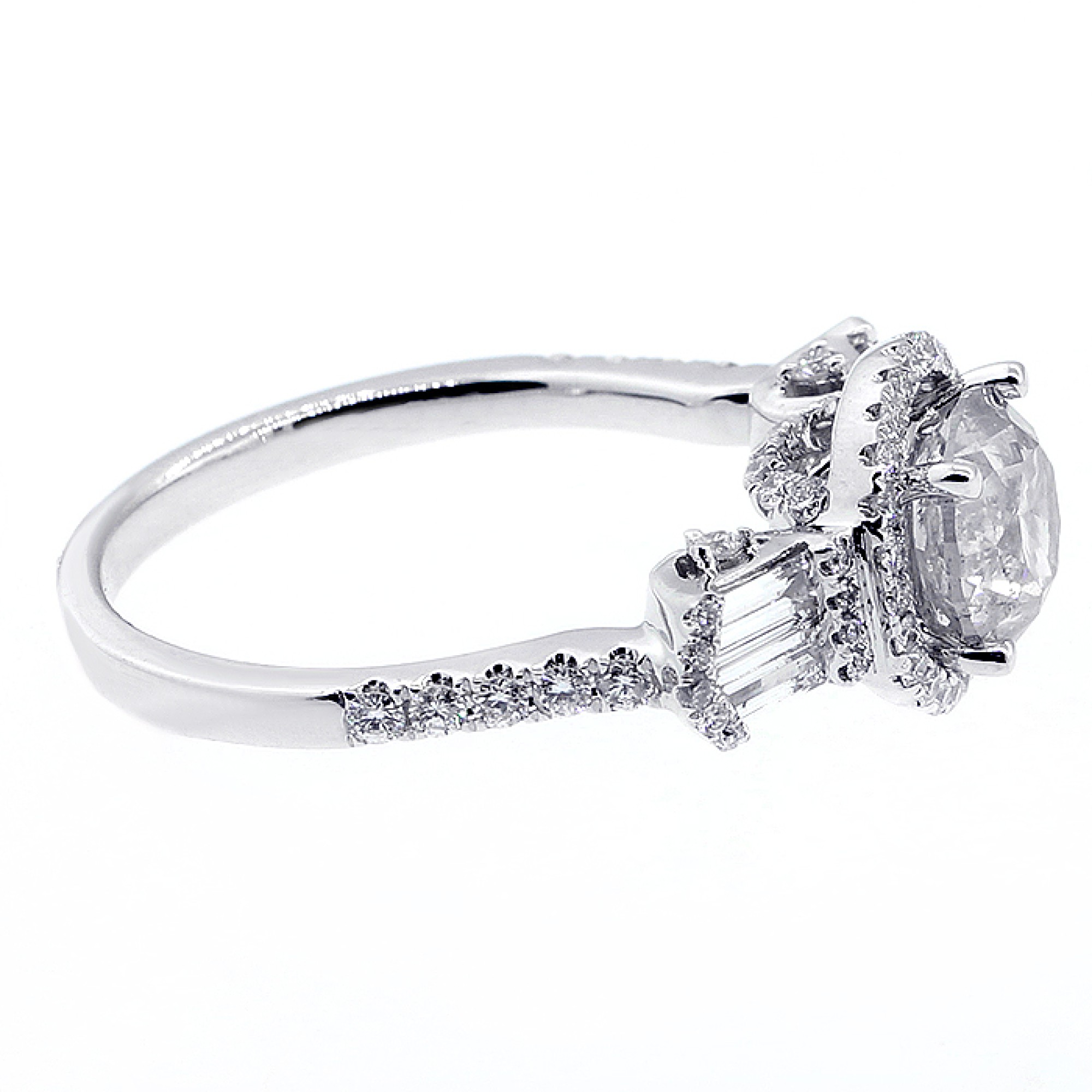 THREE Stone Diamond Engagement Ring set in 18K White Gold,Cheap Diamond