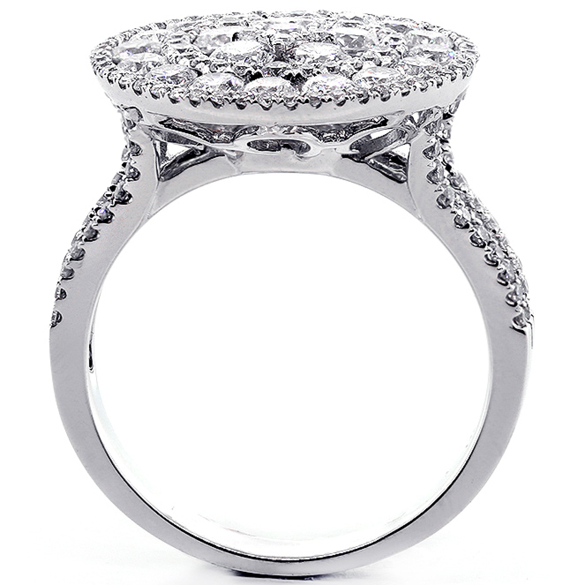 2.07 Cts Diamond Cocktail Ring Set in 18K White Gold,Cheap Diamond