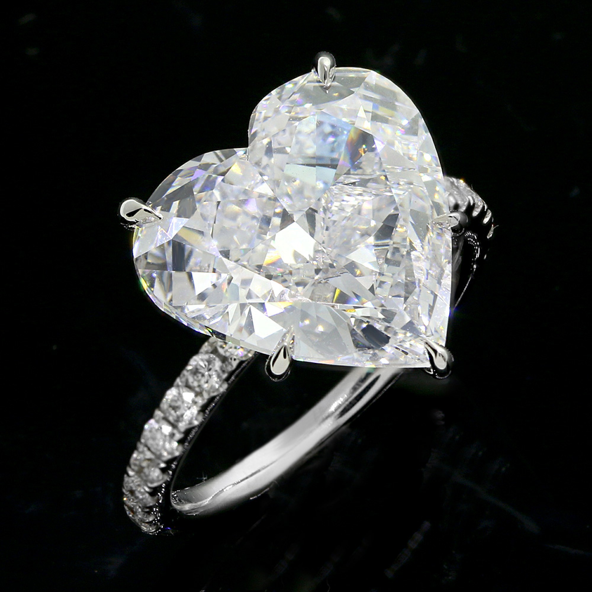 7.36cttw Heart Shaped DIamond Engagement Ring 18K White gold.,Cheap