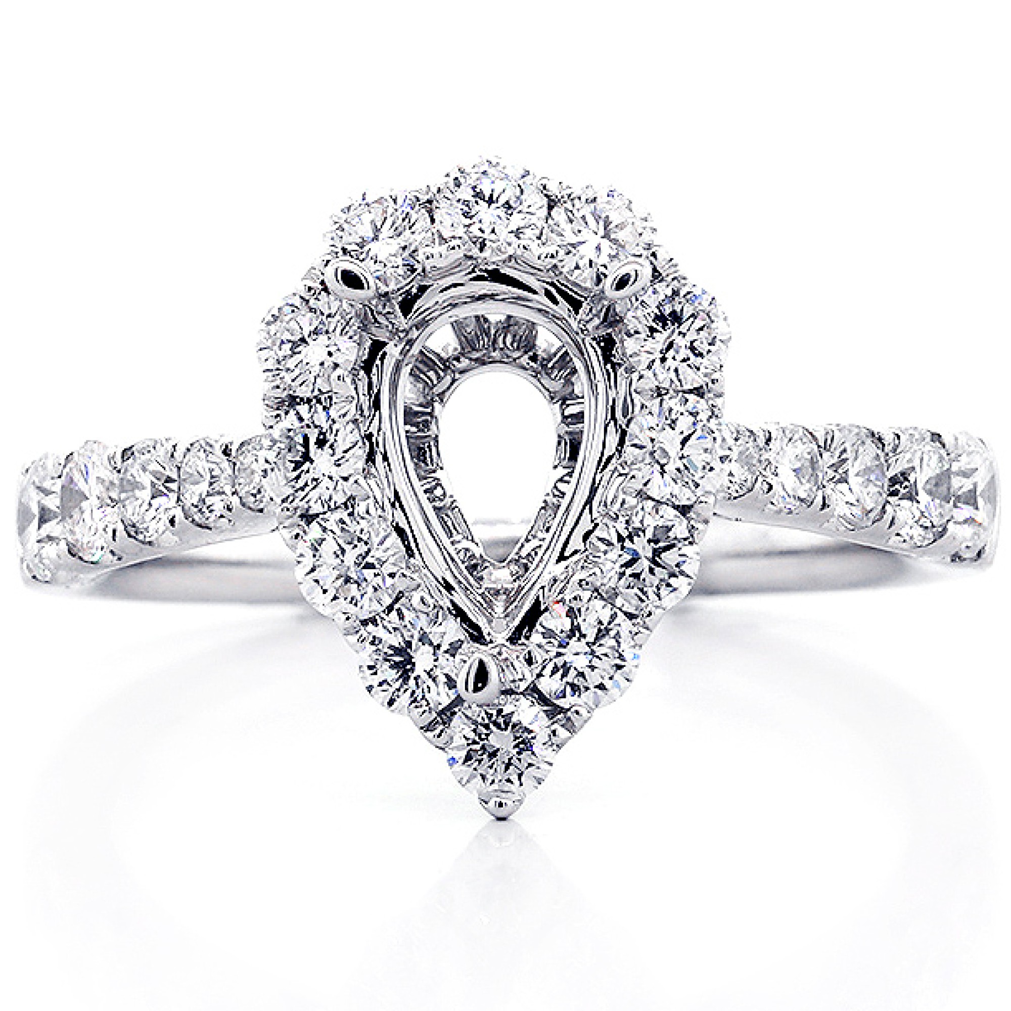 1.07 Cts Pear Shaped Diamond Halo Engagement Ring Setting ...