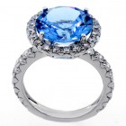 5 Cts Blue Aquamarine Fancy Ring set in 18K White Gold