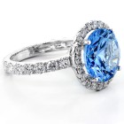 5 Cts Blue Aquamarine Fancy Ring set in 18K White Gold