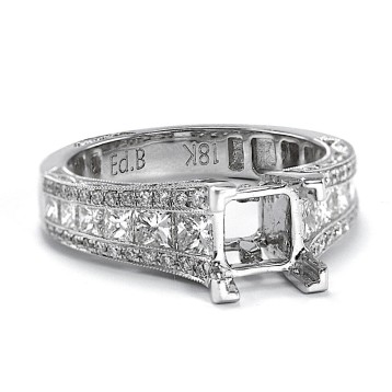 Wide Chanel set Antique style Diamond Engagement Ring setting Cheap Diamond Engagement Rings Buy Cheap Diamond jewelry Diamond Engagement Rings Buy engaged rings online Fine jewelry best rings engaged...