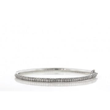 4.19Ct 3 Row Pave Diamond Bangle Bracelet