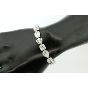 22.2 Ct Multi Diamond Cuts Bracelet 18K White Gold