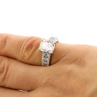 3.13 Cts Cushion Cut Diamond Engagement Ring set in 18k White Gold 