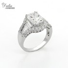 4.41 Cts Cushion Cut Diamond Engagement Ring set in 18K White Gold