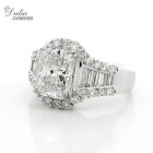 4.41 Cts Cushion Cut Diamond Engagement Ring set in 18K White Gold