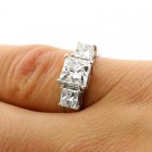 3.01 Cts Three Stone Princess Cut Diamond Engagement Ring set in 14K White Gold