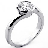 1.52 Cts Half a Bezel Diamond Engagement Ring