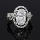 4.58 Cts.Oval Halo Engagment Rings