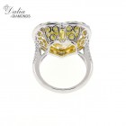 11.51 Cts Heart Shape Fancy Yellow Ring with Halo in 14K White Gold
