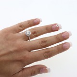 1.38 Cts Round Cut Diamond Halo Engagement Ring set in 18K White Gold 
