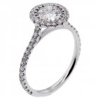 1.38 Cts Round Cut Diamond Halo Engagement Ring set in 18K White Gold 