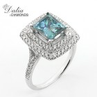 2.00 Cts Princess Cut Blue Diamond Engagement Ring Set in Double Halo in 18K White Gold 2.00 Cts Princess Cut Blue Diamond Engagement Ring Set in Double Halo in 18K White Gold