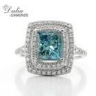 2.00 Cts Princess Cut Blue Diamond Engagement Ring Set in Double Halo in 18K White Gold 2.00 Cts Princess Cut Blue Diamond Engagement Ring Set in Double Halo in 18K White Gold