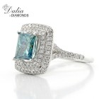 2.00 Cts Princess Cut Blue Diamond Engagement Ring Set in Double Halo in 18K White Gold 2.00 Cts Princess Cut Blue Diamond Engagement Ring Set in Double Halo in 18K White Gold