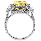 6.14 cts. Fancy Yellow Cushion Cut Diamon Set in Platinum Engagment Ring