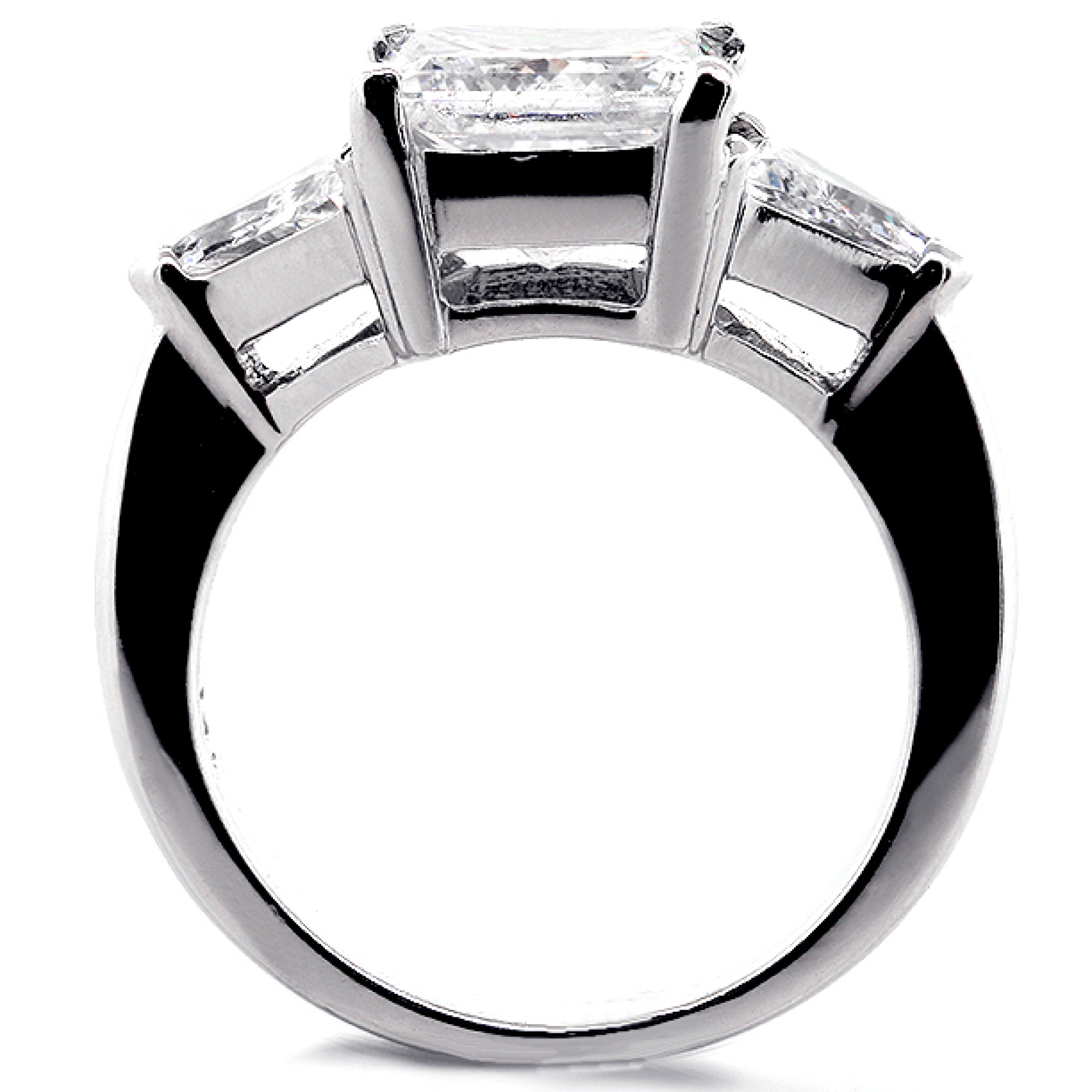Princess Cut Engagement Ring with Trillion Side Stones