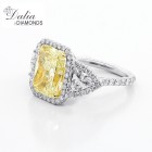 8.70 Cts Radiant Cut Fancy Yellow Diamond Engagement Ring set Platinum