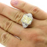 8.70 Cts Radiant Cut Fancy Yellow Diamond Engagement Ring set Platinum