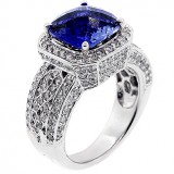 4.00 Cts Blue Gemstone Engagement Ring Set in 14K White Gold