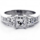 2.62 Cts Three Stone Princess Cut Diamond Engagement Ring set in 14K White Gold