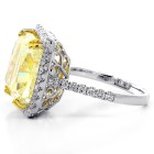 15.02 Ct Fancy Yellow Cushion Cut Diamond Surrounded by 0.85 ct Set in Prong Setting 