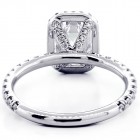 2.42 Cts Emerald Cut Diamond Halo Engagement Ring set in Platinum