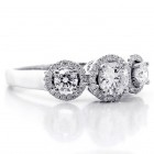 1.17 Cts Three Stone Round Cut Diamond Engagement Ring set in 14K White Gold