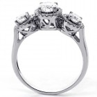 1.17 Cts Three Stone Round Cut Diamond Engagement Ring set in 14K White Gold