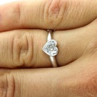 0.84 Cts Heart Shaped Diamond Engagement Ring Set in 14K White Gold Solitaire Bezel Setting