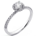  0.68 Cts Round Cut Diamond Halo Engagement Ring Set in 18K White Gold