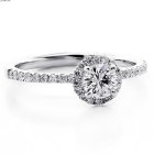  0.68 Cts Round Cut Diamond Halo Engagement Ring Set in 18K White Gold