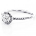 0.73 Cts Round Cut Diamond Halo Engagement Ring 18K White Gold