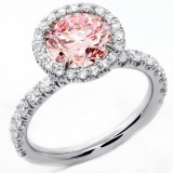 2.07 Cts Round Cut Vivid Pink Diamond Engagement set in Platinum
