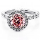 2.07 Cts Round Cut Vivid Pink Diamond Engagement set in Platinum