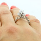 1.99 Cts Round Cut Diamond  Halo Engagement Ring set in 14K White Gold 