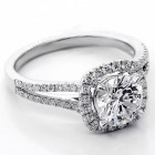 1.80 Cts Round Cut Diamond Halo Engagement Ring Split Shank set in 18K White Gold
