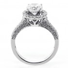 2.54 Cts Round Cut Diamond Halo Engagement Ring set in 18K White Gold
