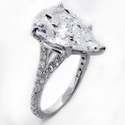 6.83 Cts Pear Shape Diamond Engagement Ring set in 18K White Gold