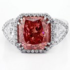 8.04 Cts Fancy Vivid Pink Radiant Cut Halo Diamond Engagement Ring  set in Platinum