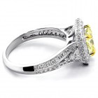 1.70 Cts Fancy Yellow Radiant Cut Diamond Engagement Ring set in 18K White Gold