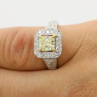 1.70 Cts Fancy Yellow Radiant Cut Diamond Engagement Ring set in 18K White Gold