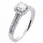 0.86 Cts Round Cut Halo Diamond Engagement Ring set in 18K White Gold