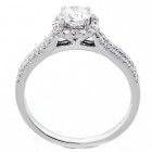 0.86 Cts Round Cut Halo Diamond Engagement Ring set in 18K White Gold