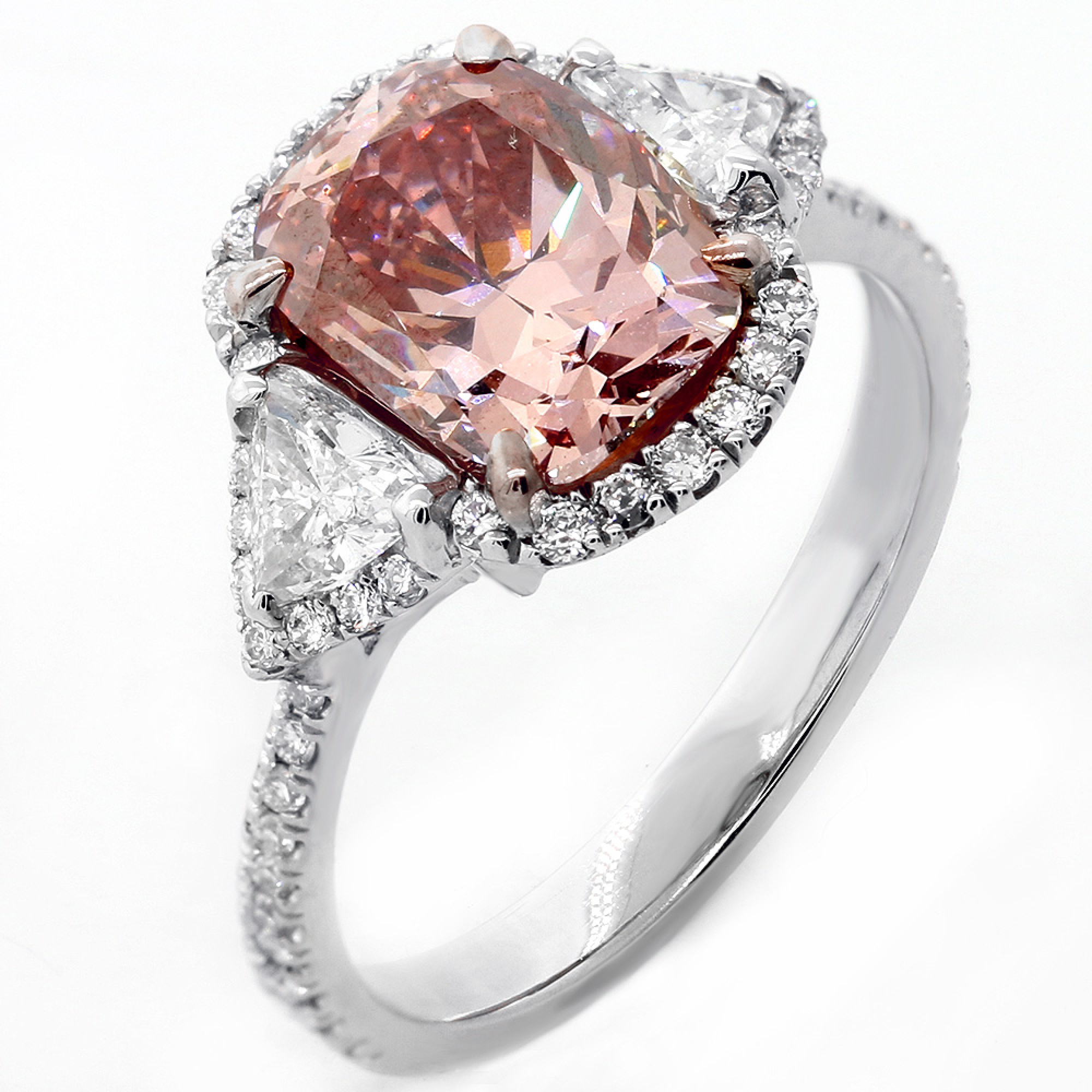 Platinum heart shaped pink diamond ring – Vintage Pink London
