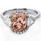 2.89 Cts Cushion Intense pink Diamond Engagement Ring set in Platinum