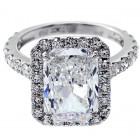 6.92 Cts Radiant Cut Diamond engagement Ring set in 18K White Gold